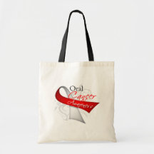 Scroll Ribbon Oral Cancer Awareness Tote Bags