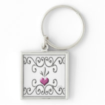 Scrolled Hearts ~ pink Keychain keychains