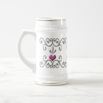 Scrolled Hearts pink stein mugs