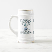 Scrolled Hearts soft blue stein mugs