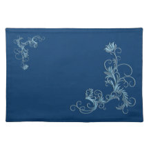Scrolling Blue Floral American MoJo Placemat