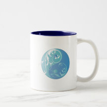 Scrolling Yin & Yang (Earth blues) Coffee Mug