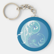 Scrolling Yin & Yang (Earth blues) Key Chains