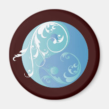 Scrolling Yin & Yang (Earth blues) Refrigerator Magnet