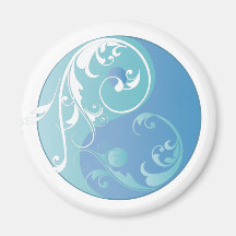 Scrolling Yin & Yang (Earth blues) Refrigerator Magnet