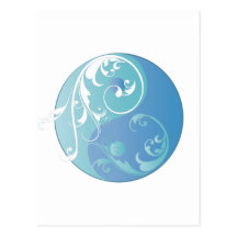 Scrolling Yin & Yang (Earth blues) Post Cards