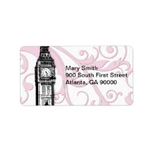 Scrolls and Big Ben Personalized Address Labels