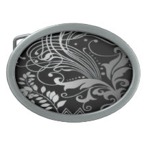 Scrollwork with leaves belt buckle