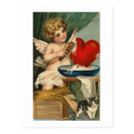 Scrubbing Heart Cupid and Cat Postcard