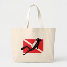 SCUBA Dive Flag With Male SCUBA Diver Canvas Bags