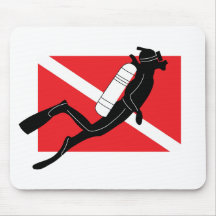 SCUBA Dive Flag With Male SCUBA Diver Mouse Mats