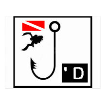 Scuba Dive Hooked Postcards