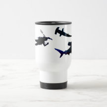 SCUBA diver and sharks mug