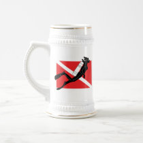 SCUBA Diver Down Flag With Female Diver Mug