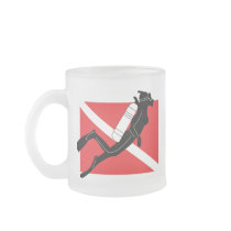 SCUBA Diver Down Flag With Female Diver Mugs