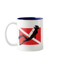 SCUBA Diver Down Flag With Female Diver Mug