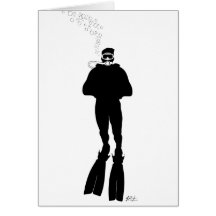 Scuba Diver Silhouette (Man) Greeting Cards