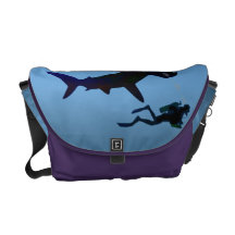 SCUBA divers and sharks Messenger Bags