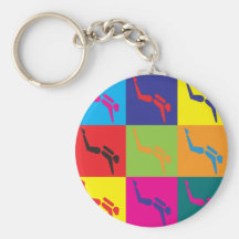Scuba Diving Pop Art Key Chain