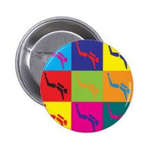Scuba Diving Pop Art Pinback Buttons