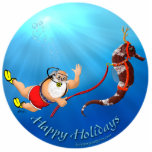 Scuba Diving Santa & Seahorse Ornament photo sculptures
