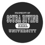 Scuba Diving University Dark Round Stickers