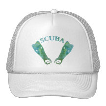 SCUBA Fins in Aqua Hat