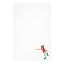 Scuba lady custom stationery