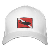 SCUBA Shark Diver Down Flag Embroidered Cap Embroidered Baseball Caps