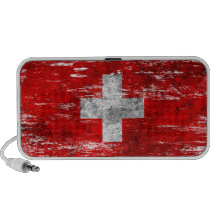 Scuffed and Worn Swiss Flag Mini Speakers