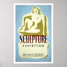 Sculpture Exhibition NYC 1941 WPA Print