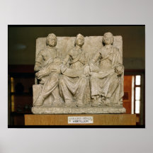 Sculpture votive d'une divinité triple de mère affiche