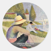 Se baigner au détail d'Asnieres par Seurat Georges Adhésif Rond