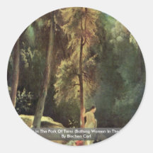 Se baigner dans le parc de Terni par Blechen Karl Autocollants Ronds
