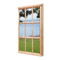 Sea and Grass 3D Effect Window View Picture Stretched Canvas Print