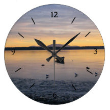 Sea Birds and Boat Round Wall Clock