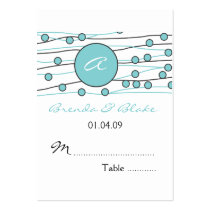 Sea Blue Monogram Wedding Table Seating Cards business cards