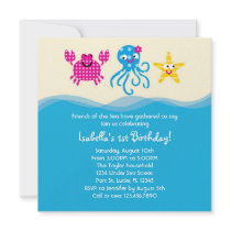 Sea Creatures Girl Birthday Invitation