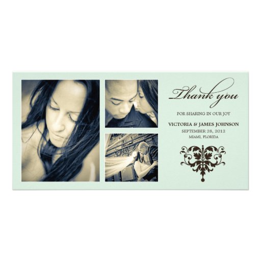 SEA FOAM FORMAL COLLAGE | WEDDING THANK YOU CARD CUSTOM PHOTO CARD