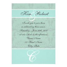 Sea Foam Green Damask Wedding Invitations