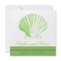 Sea Glass Shell Beach Wedding Invitations