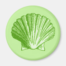 Sea Grass Green Tropical Island Seashell Refrigerator Magnets