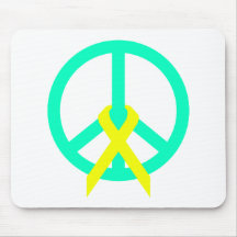 Sea Greeen Peace & Ribbon Mouse Pad