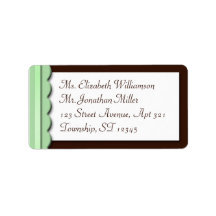 Sea Green Ribbon Brown Border Address Labels