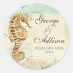 Sea Horse Coastal Beach - Wedding Sticker Seal