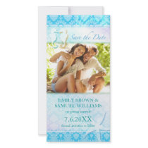 Sea Horse Couple Beach Photo Save the Date Invites Personalized Photo Card
