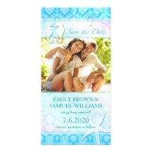 Sea Horse Couple Beach Photo Save the Date Invites Personalized Photo Card