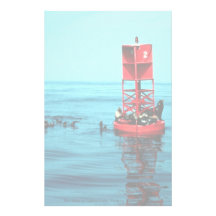 Sea lions on harbour buoy, Ventura, California, U. Customized Stationery
