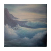 Sea scape, abstract, waves ceramic tile