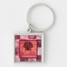 Sea Shell Chequered Pink, Red, and Purple Honolulu Key Chain